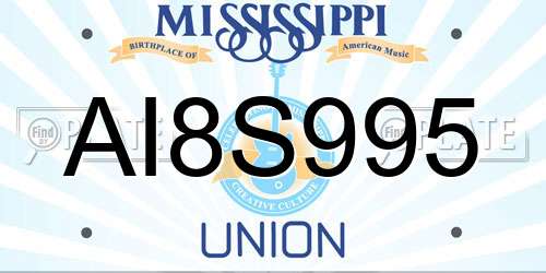 AI8S995 Mississippi License Plate