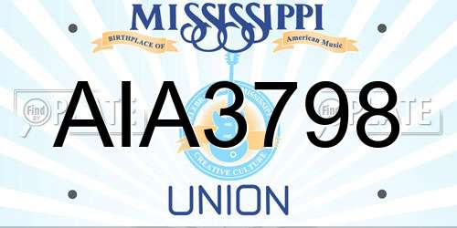 AIA3798 Mississippi License Plate