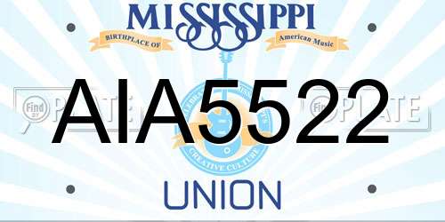 AIA5522 Mississippi License Plate