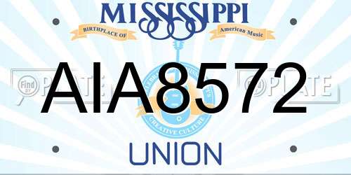 AIA8572 Mississippi License Plate