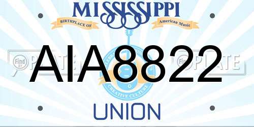 AIA8822 Mississippi License Plate