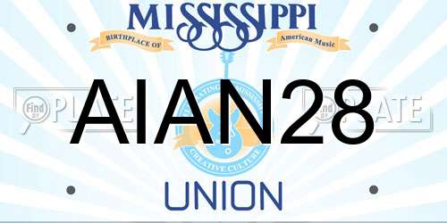 AIAN28 Mississippi License Plate
