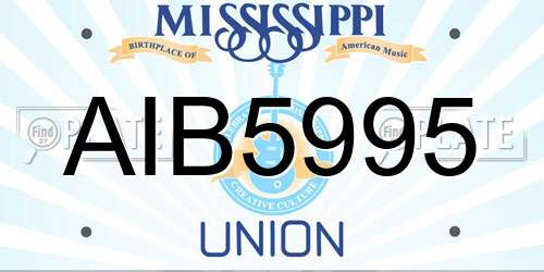 AIB5995 Mississippi License Plate