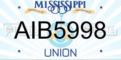 AIB5998 Mississippi License Plate
