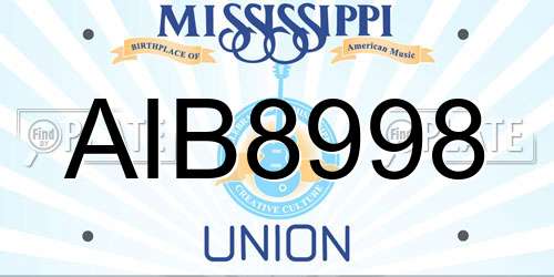 AIB8998 Mississippi License Plate