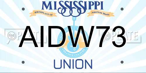 AIDW73 Mississippi License Plate