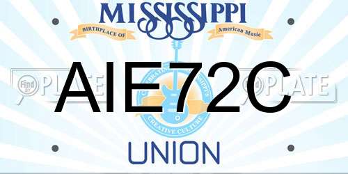 AIE72C Mississippi License Plate