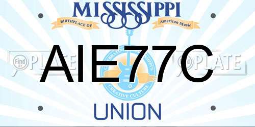 AIE77C Mississippi License Plate