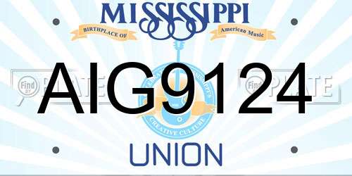 AIG9124 Mississippi License Plate