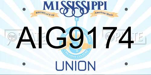 AIG9174 Mississippi License Plate