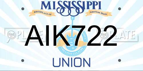 AIK722 Mississippi License Plate