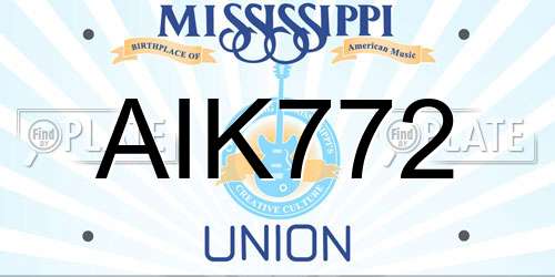AIK772 Mississippi License Plate
