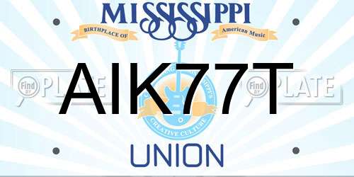 AIK77T Mississippi License Plate
