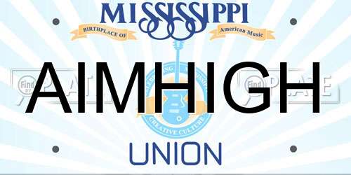 AIMHIGH Mississippi License Plate