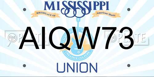 AIQW73 Mississippi License Plate