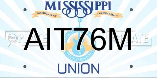 AIT76M Mississippi License Plate