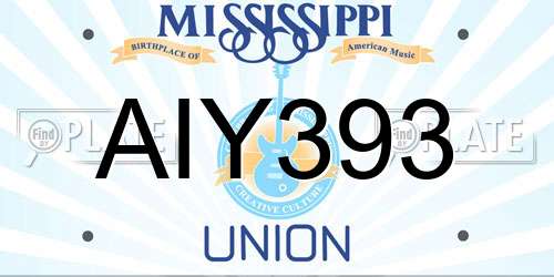 AIY393 Mississippi License Plate