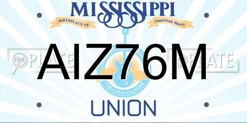 AIZ76M Mississippi License Plate