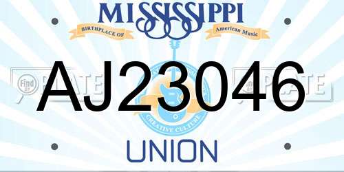 AJ23046 Mississippi License Plate