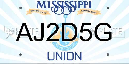 AJ2D5G Mississippi License Plate