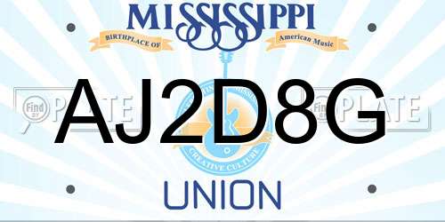 AJ2D8G Mississippi License Plate