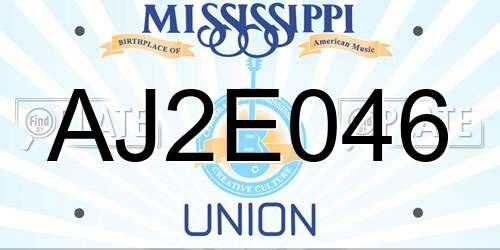 AJ2E046 Mississippi License Plate