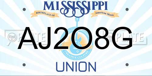 AJ2O8G Mississippi License Plate