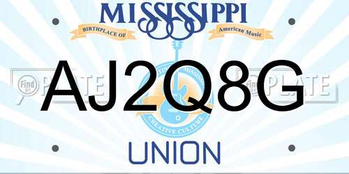 AJ2Q8G Mississippi License Plate