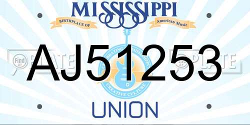 AJ51253 Mississippi License Plate