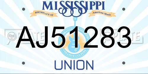 AJ51283 Mississippi License Plate