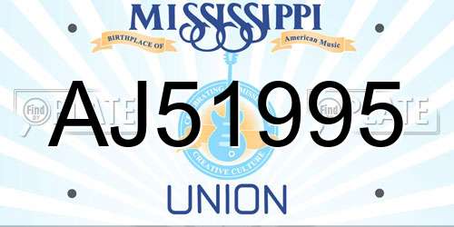 AJ51995 Mississippi License Plate