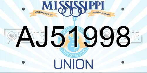 AJ51998 Mississippi License Plate