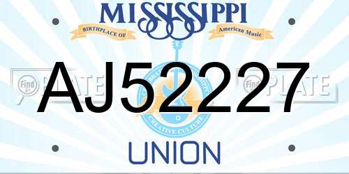 AJ52227 Mississippi License Plate