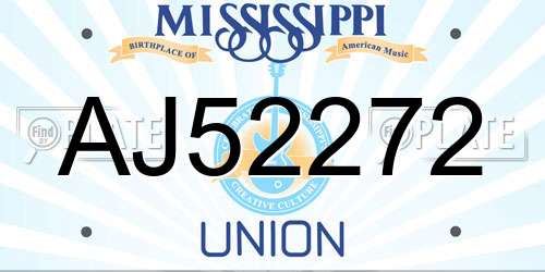 AJ52272 Mississippi License Plate
