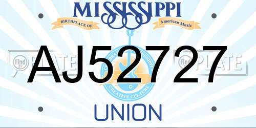 AJ52727 Mississippi License Plate