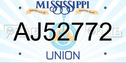 AJ52772 Mississippi License Plate