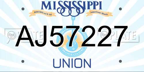 AJ57227 Mississippi License Plate