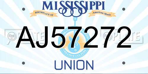 AJ57272 Mississippi License Plate