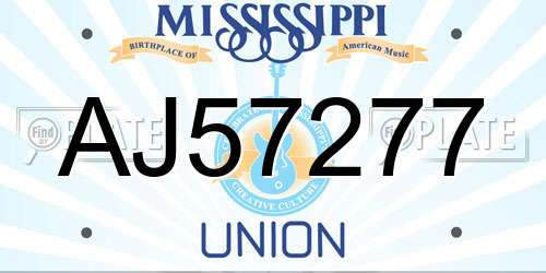 AJ57277 Mississippi License Plate