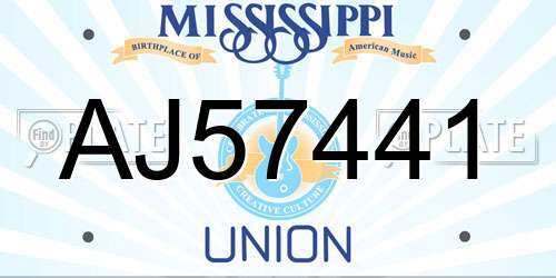AJ57441 Mississippi License Plate