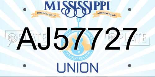 AJ57727 Mississippi License Plate