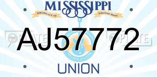 AJ57772 Mississippi License Plate