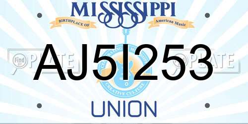 AJ5I253 Mississippi License Plate