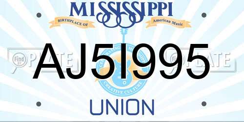 AJ5I995 Mississippi License Plate
