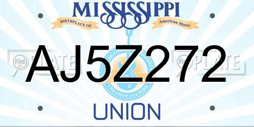 AJ5Z272 Mississippi License Plate