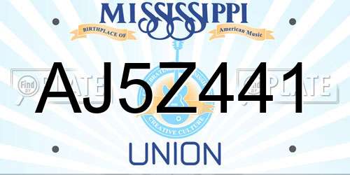 AJ5Z441 Mississippi License Plate