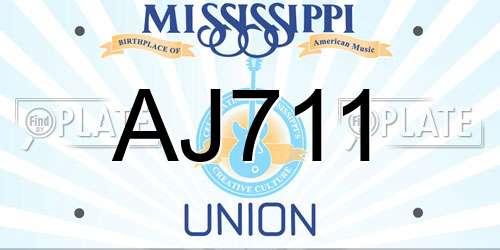 AJ711 Mississippi License Plate