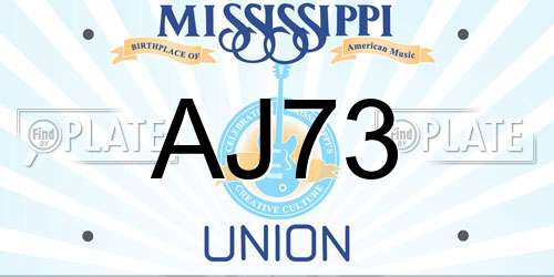 AJ73 Mississippi License Plate