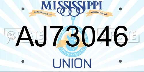 AJ73046 Mississippi License Plate