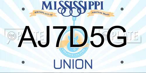 AJ7D5G Mississippi License Plate